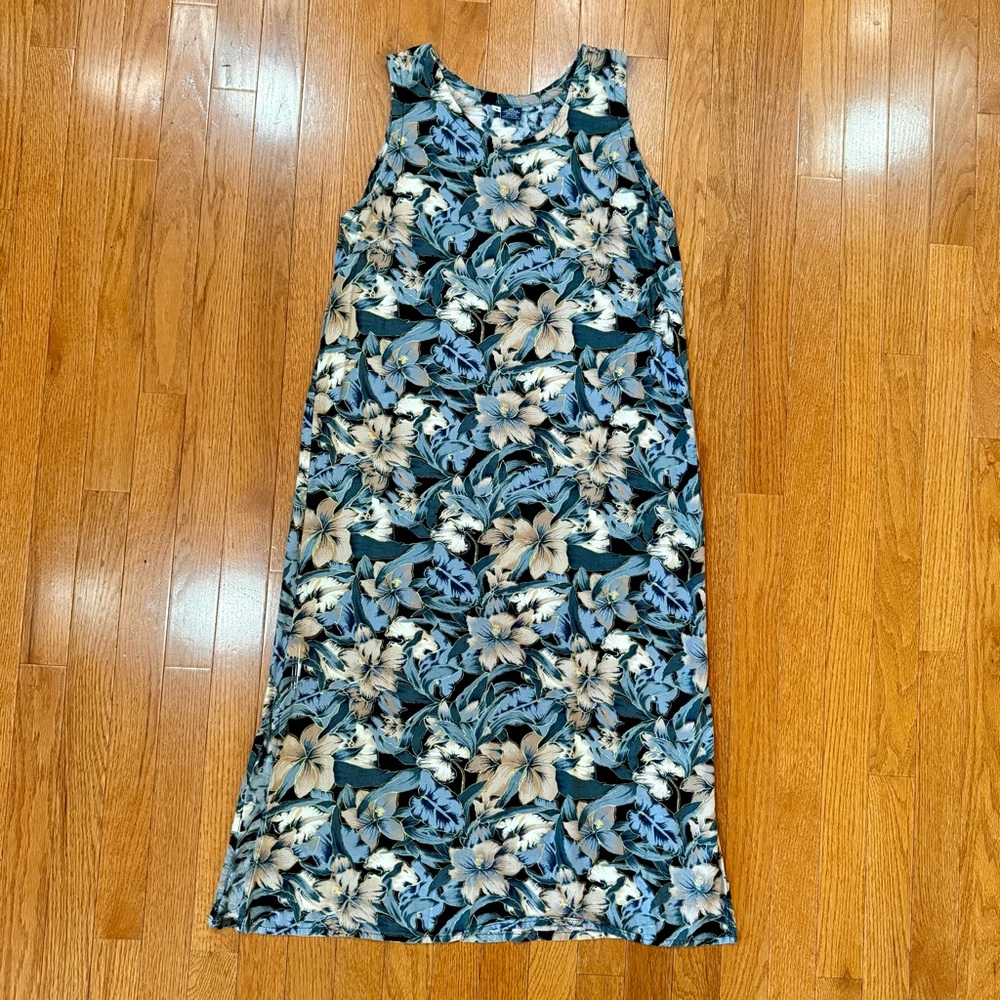 Vintage Hibiscus Collection Hawaii Tropcial Sleeveless Dress Womens Small Midi